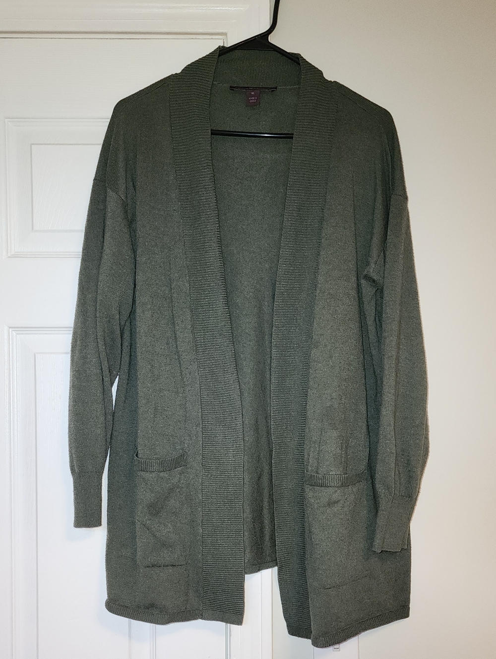 Gloria Vanderbilt Olive Green Open-Front Cardigan